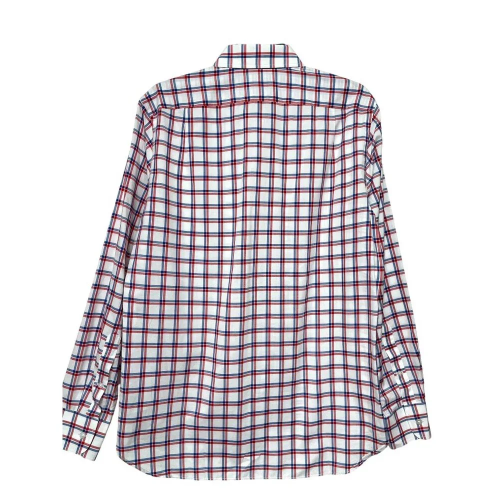 J.Crew Mens Cotton Red & Blue Plaid Button-Down Long‎ Sleeve Shirt M